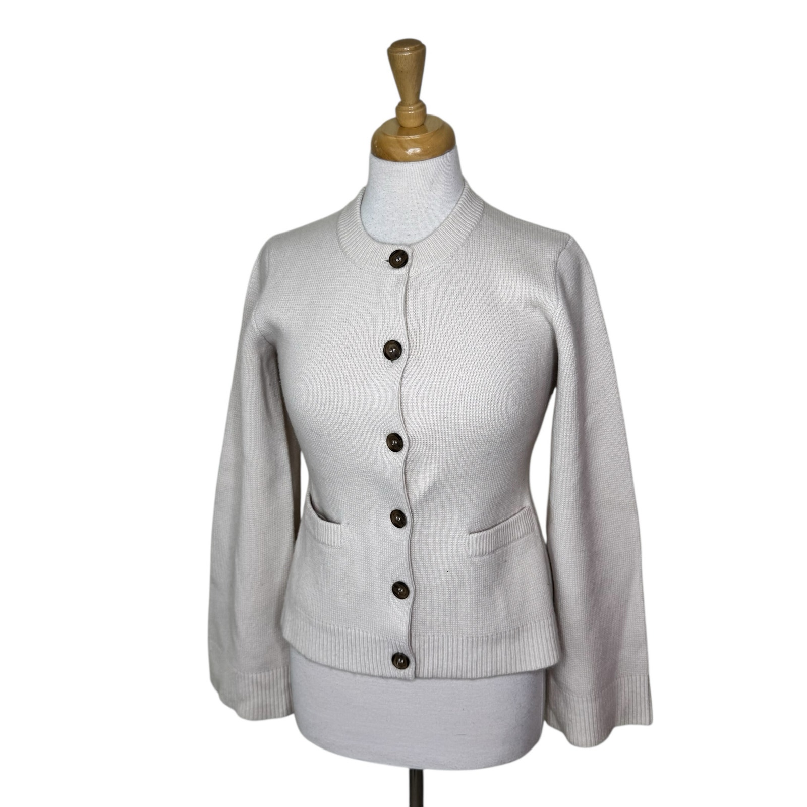 Jenni Kayne Cooper Button Up Cardigan Warm Ivory Wool Cashmere Size Small